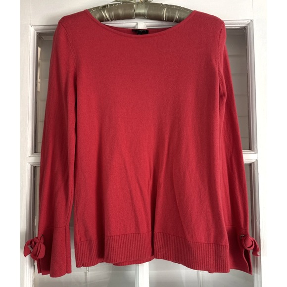 Talbots Sweater Cashmere Blend Red Bell Sleeve Romantic Valentine Petite Small - Picture 2 of 10